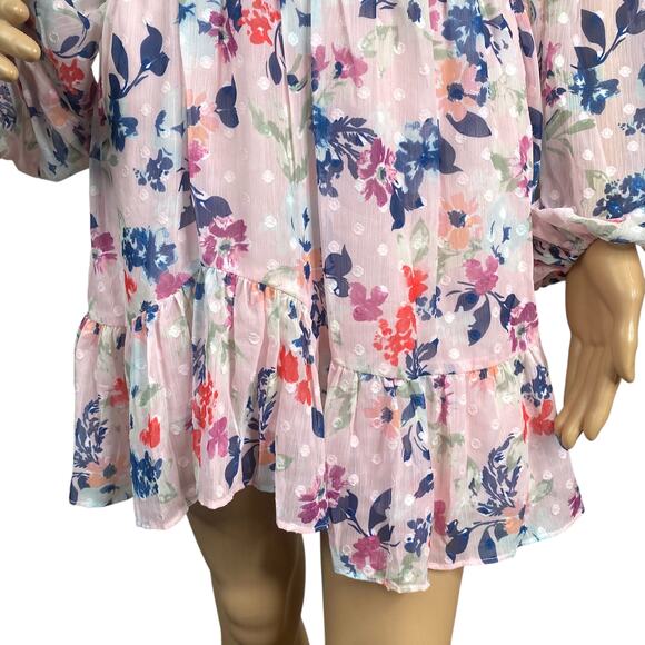 NWT Sage + Paige Wildflower Forever Floral Puff Sleeve Mini Dress SZ S - Picture 6 of 11